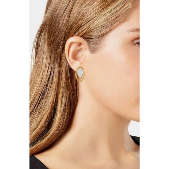 💕VINCE CAMUTO💕 Crystal Oval Stud Earrings NWT - Picture 1 of 5